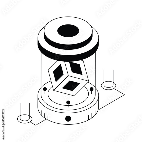A trendy isometric icon of ai modelling technology