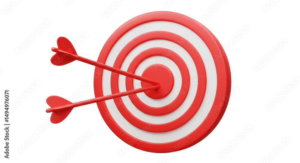 Isolated Target with Two Arrows Hitting the Bulls-eye Isolated Target with Two Arrows Hitting the Bulls-eye