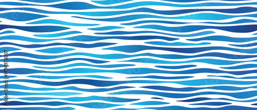 Seamless pattern, sea waves stylization, wavy lines, vector background