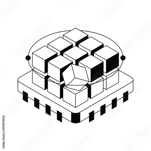 Grab this isometric style icon of 3d modeling chip