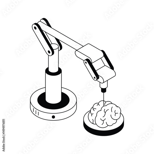 A captivating isometric style icon showing organ printing machine