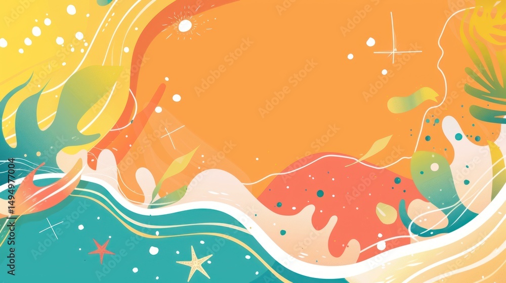 Fototapeta premium Summer background and banner with water, splash and waves in vector abstract shape