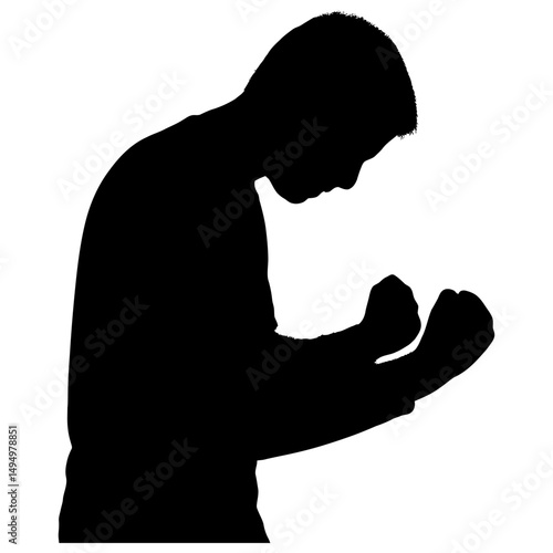 Silhouette of man expressing frustration anger or sadness concept for mental health awareness design