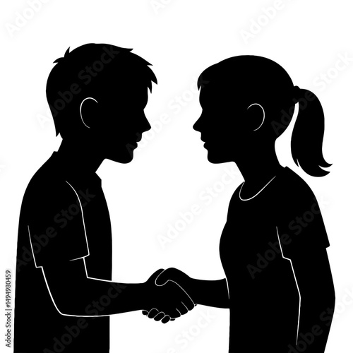 Silhouette handshake agreement partnership collaboration deal teamwork cooperation vector graphic image