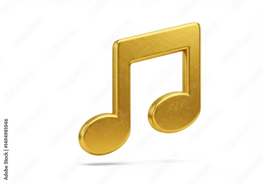 3D Illustration of Golden musical note isolated on white background for creative projects 3D Illustration of Golden musical note isolated on white background for creative projects