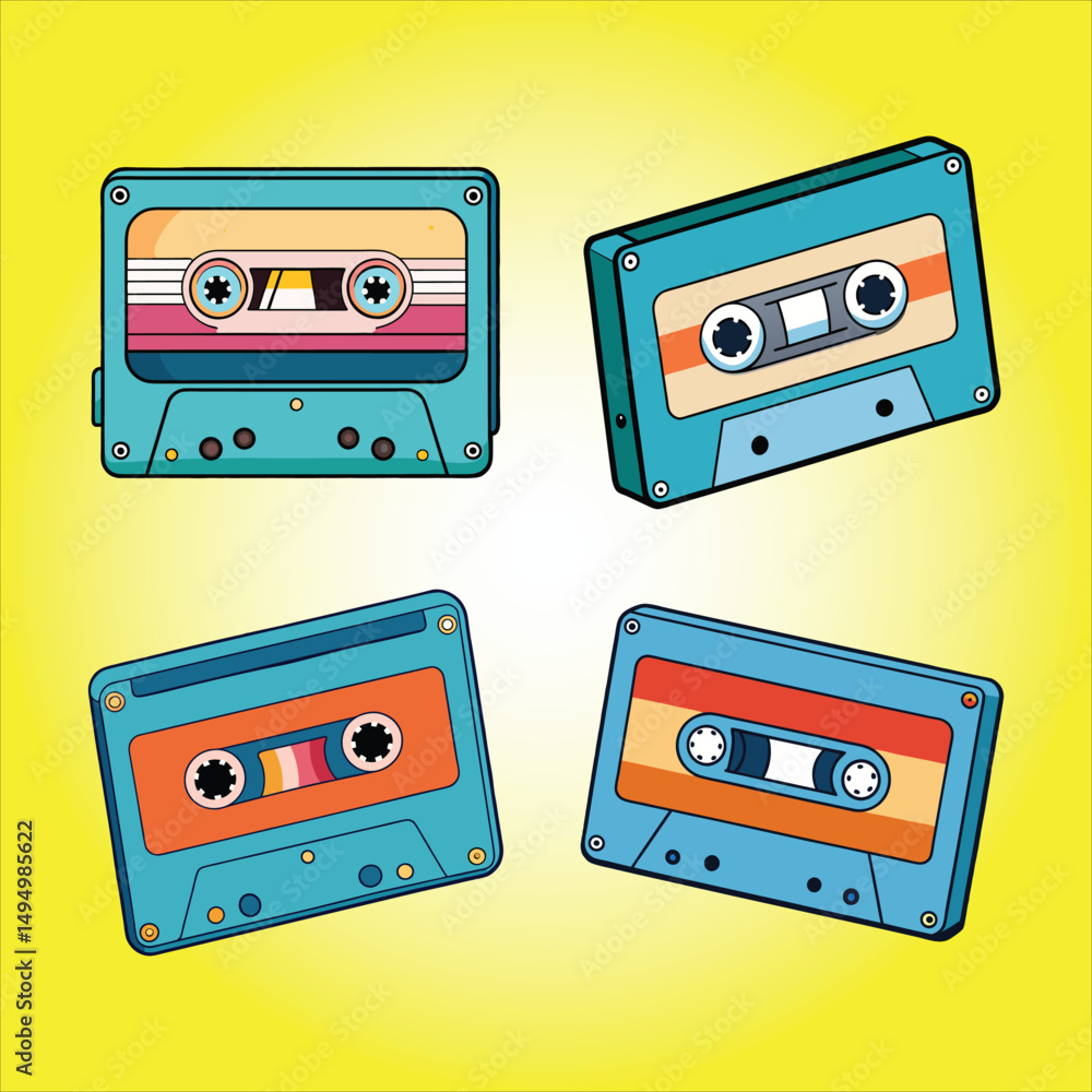 Obraz premium Cassette illustration background