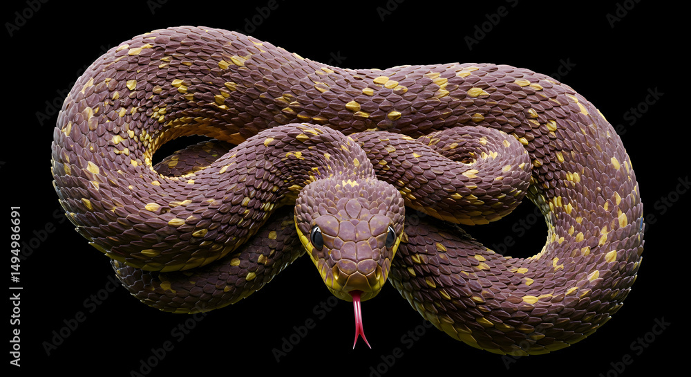 Fototapeta premium Close-Up of a Colorful and Unique Snake on Dark Background