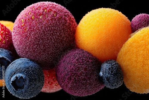 Frost-covered colorful berr...