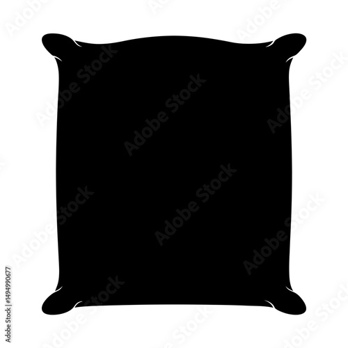 Black silhouette of a pillow or sack on a white background