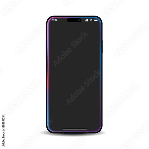 3d isometric frameless smartphone blank screen perspective view vector illustration.eps