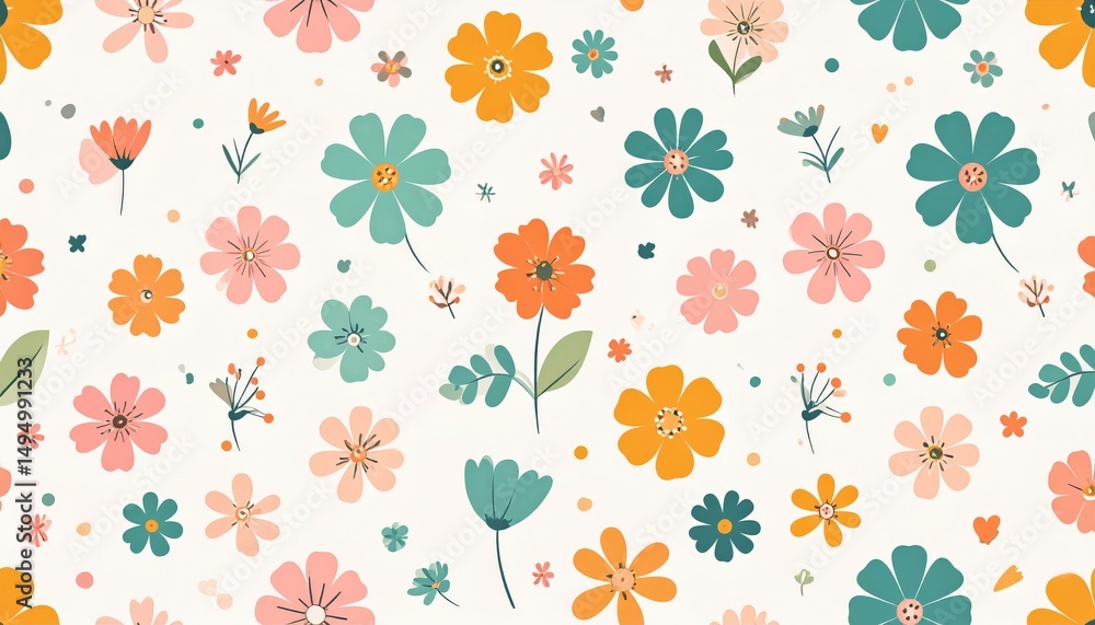 Obraz premium Colorful flower pattern design on a white background.