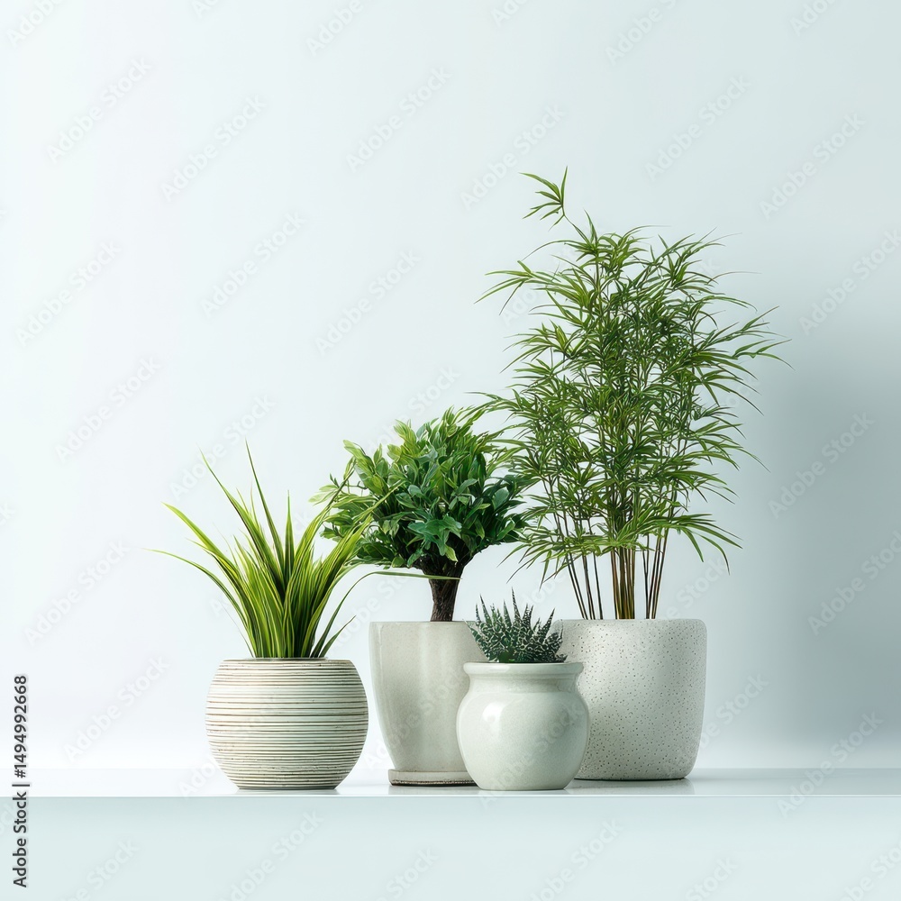 Fototapeta premium Collection of Potted Indoor Plants Isolated on White