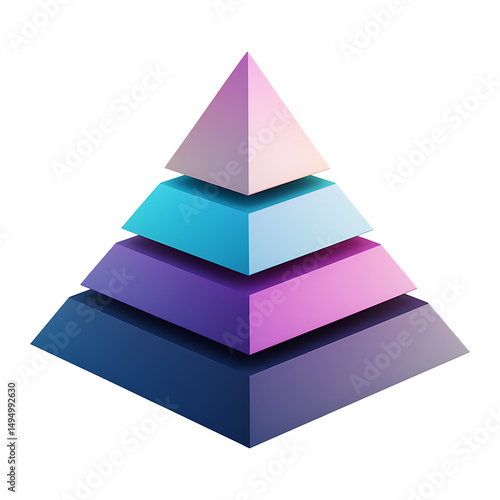 Fototapeta Naklejka Na Ścianę i Meble -  Modern Gradient Layered Pyramid Diagram – 3D Illustration for Presentation