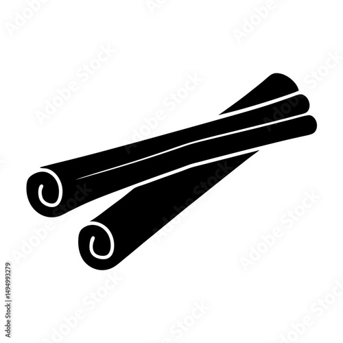 Elegant monochrome depiction of cinnamon sticks with a minimalist and clean design