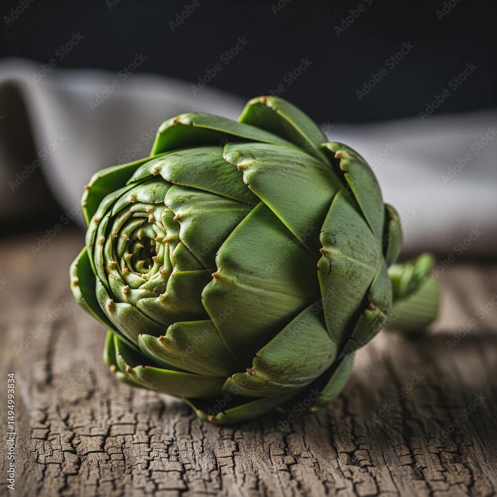 Fototapeta premium close up of artichoke on a wooden table