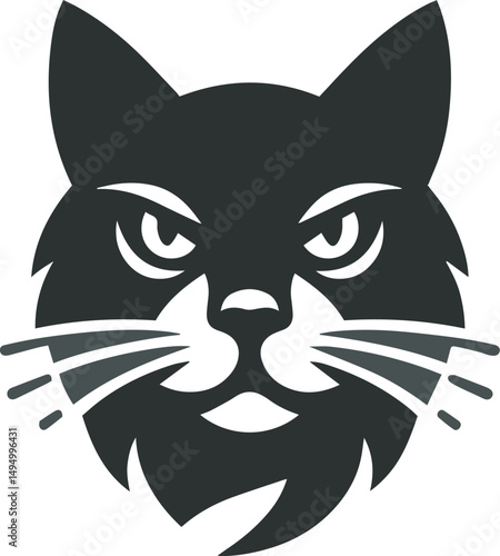 cat's angry face silhouette vector art