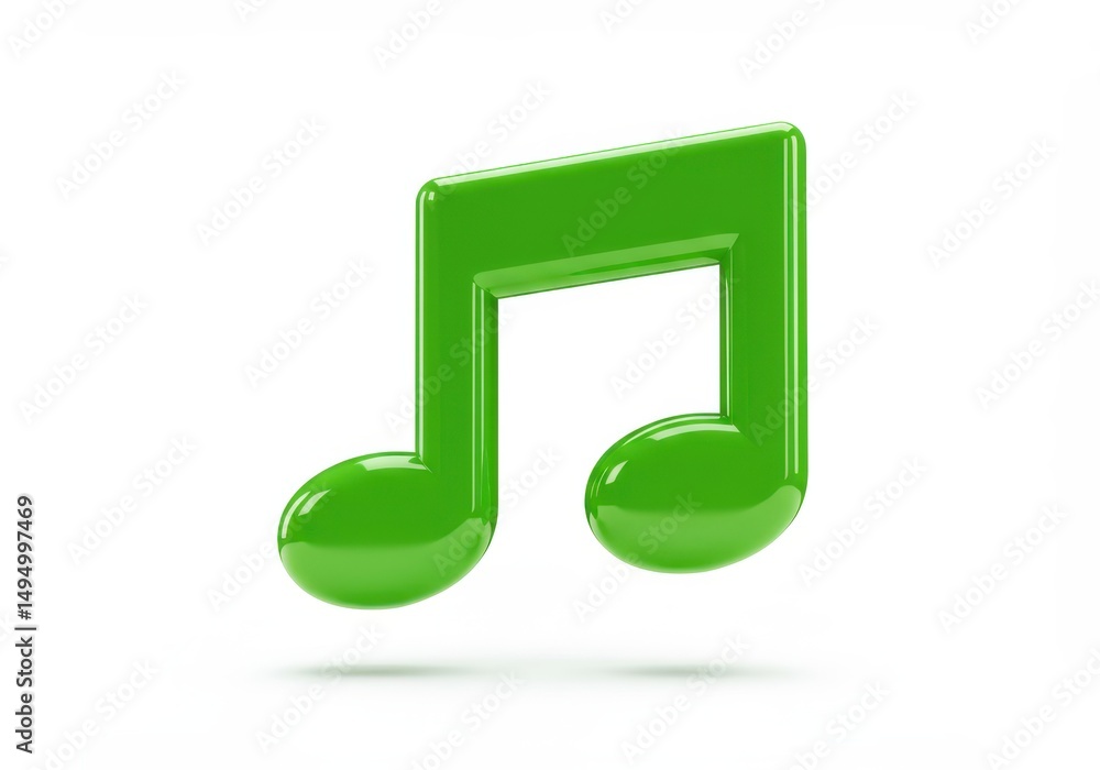 3D Illustration of Green musical note isolated on white background, casting a soft shadow 3D Illustration of Green musical note isolated on white background, casting a soft shadow