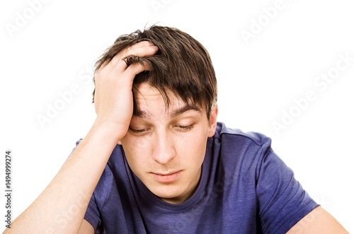 Obraz na plátne Sad Young Man Portrait