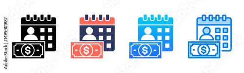 Payroll icon sheet multiple style collection