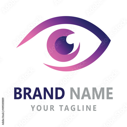 Eye Logo Design with Gradient Colors and Brand Name Placeholder