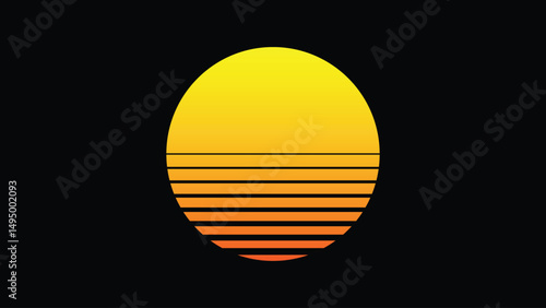 Retro Sunset Background  Vector art and illustration