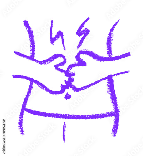 Stomac Pain Icon Crayon Chalk Drawing Vector
