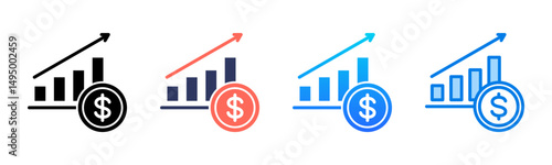 Revenue icon sheet multiple style collection