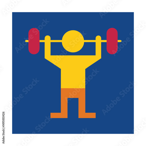 Stylized weightlifter icon lifting a barbell representing fitness and exercise in illustration