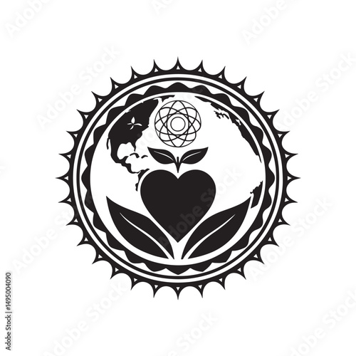 healing planet vector silhouette clip art logo design illustration. World environment day