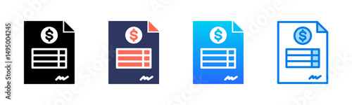 Invoices icon sheet multiple style collection