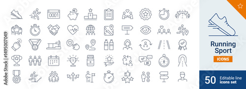 Running icons Pixel perfect. Sport, winner, road, ...	
