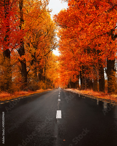 road in autumn forest