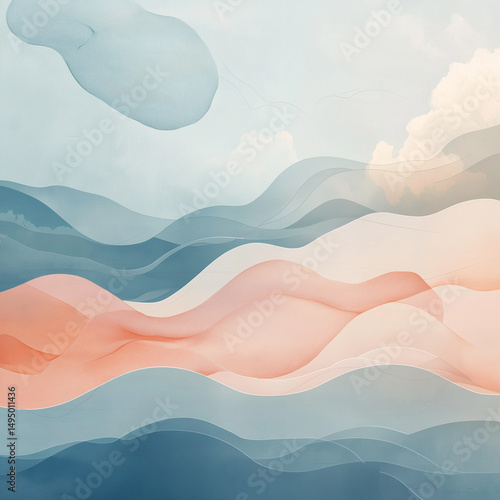 Stylized background in pale pastel tones representing a peaceful and creative year,