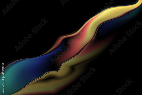 Abstract colorful holographic liquid wave futuristic background. Pastel dark retro vector design