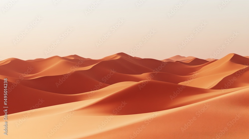 Naklejka premium Vast, orange desert dunes stretch across the horizon.