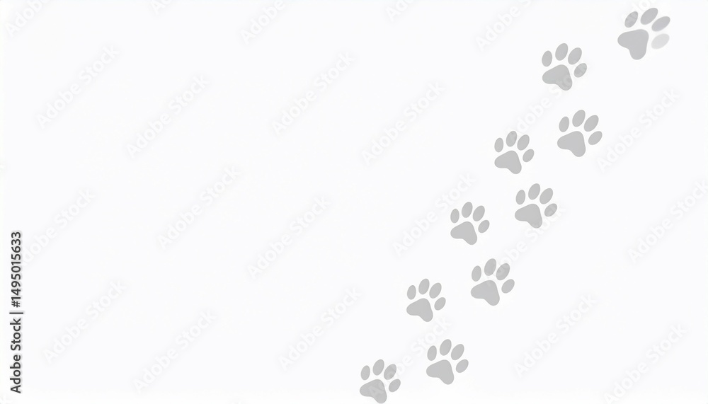 Following the Paws Light Grey Prints on White Following the Paws Light Grey Prints on White