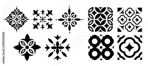 Mediterranean ornaments vector set. Isolated pattern elements