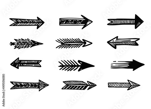 Handdrawn Arrow Graphics for Creatively Enhancing Various Creative Designs and Artistic Projects
