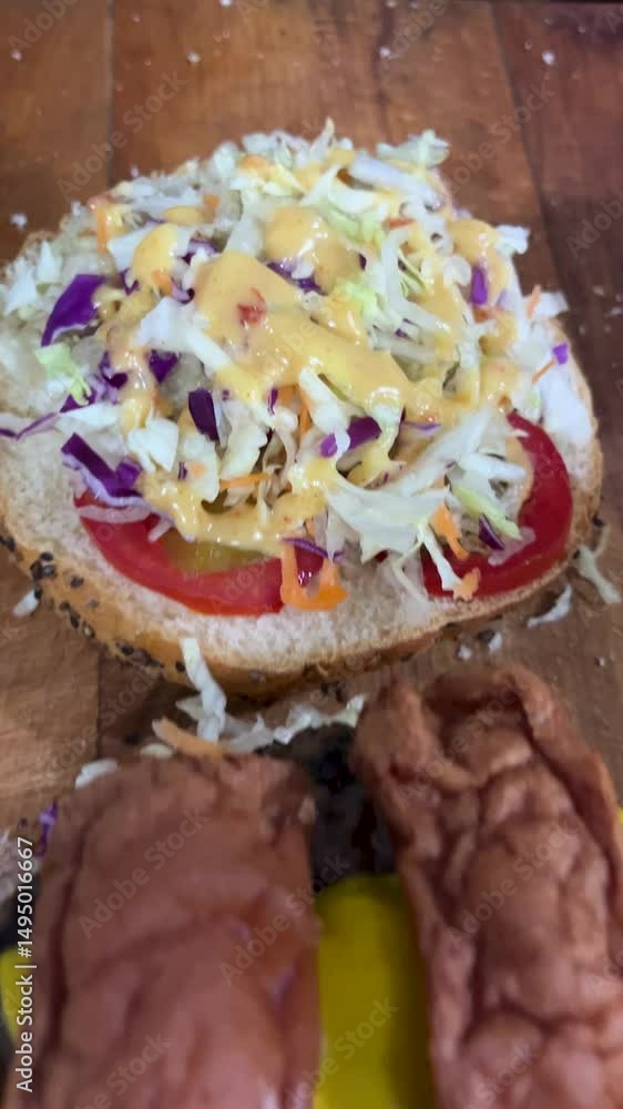 Burger Split Split burger view with the top and bottom halves shown separately ...