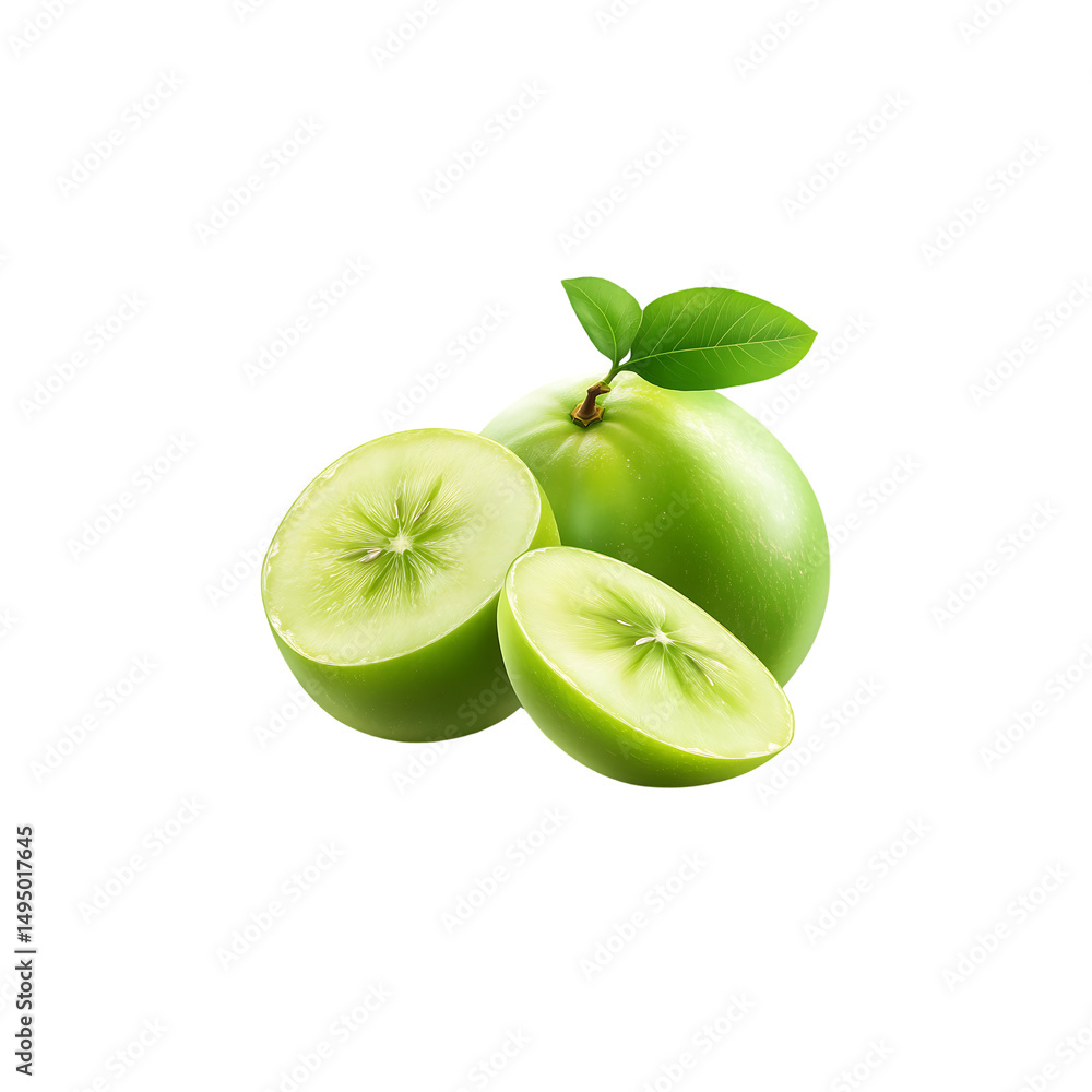 custom made wallpaper toronto digitalFresh amla fruit with slices isolated on a transparent background, in a PNG format