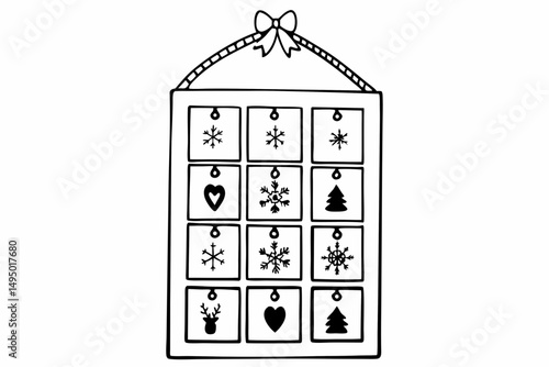 Christmas countdown calendar flat style vector illustration