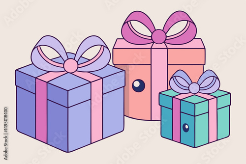 minimal gift boxes with pastel wrapping vector illustration
