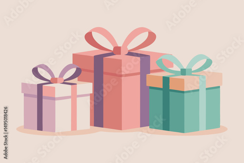 minimal gift boxes with pastel wrapping vector illustration