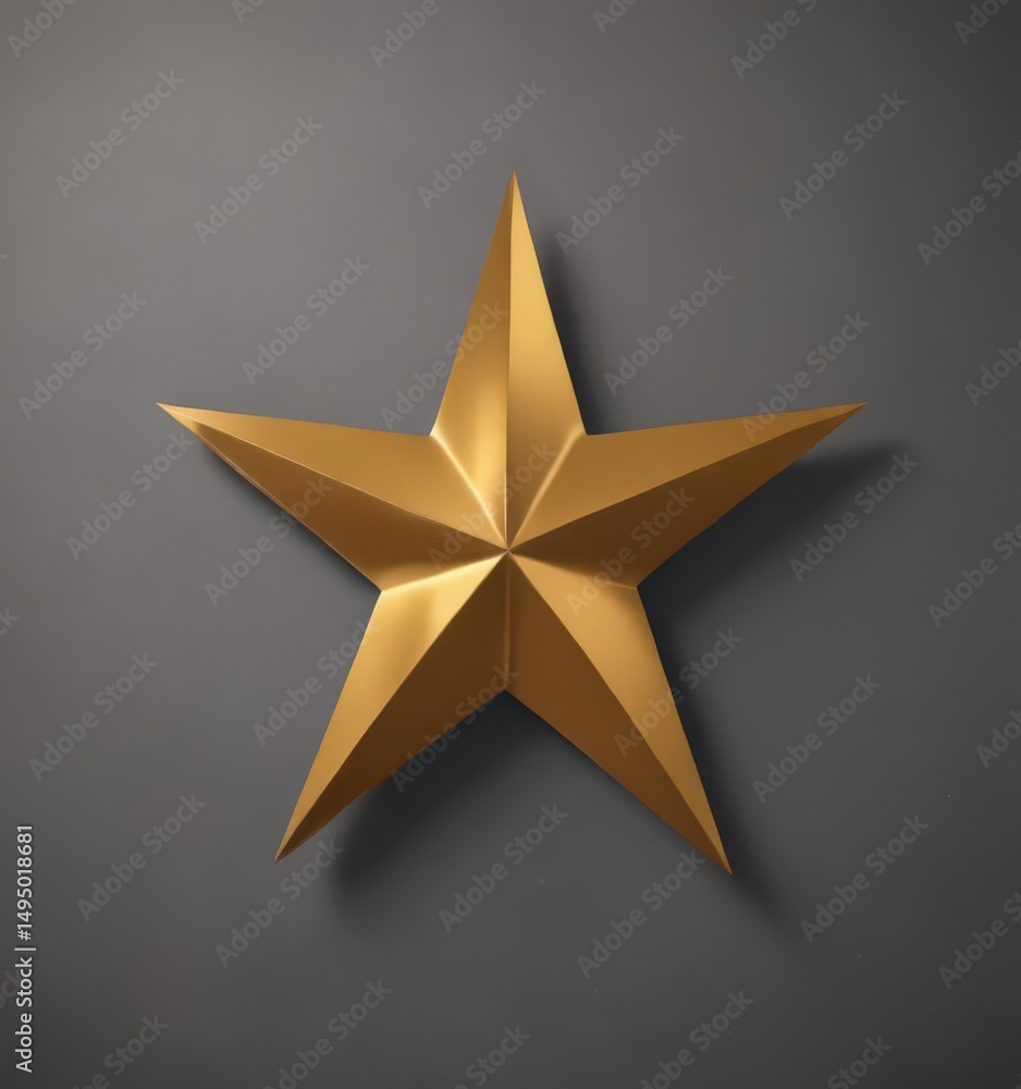 Fototapeta premium Crisp gold star cut from metal sheet, isolated , award, dark, sparkle