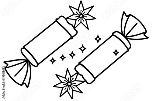 christmas crackers and streamers vector illustration