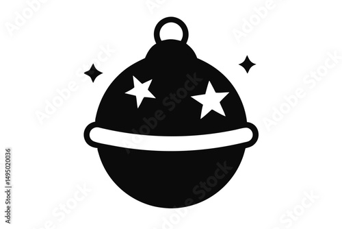 jingle-bell-ornament-with-stars--silhuette---vecto.eps