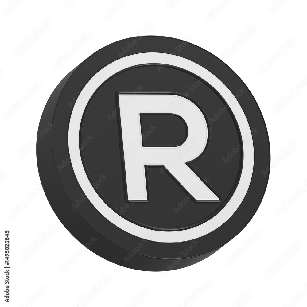 registered icon 3d symbol rendering registered icon 3d symbol rendering