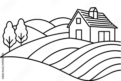 peaceful countryside with rolling hills vector illustration
