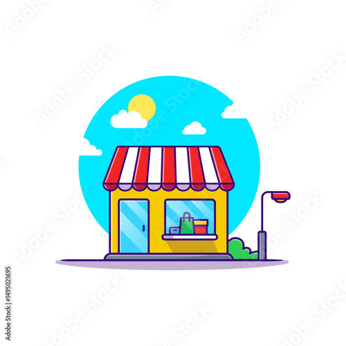 Shop building icon logo flat vector design