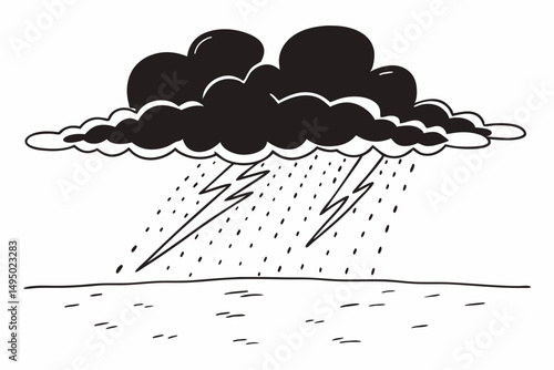 violent thunderstorm rolling over open plain vector illustration